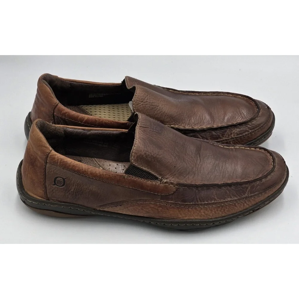 Born‎ Men's Brown Leather Slip-On Loafer Casual Boat Shoes Size US 9 M EU 42.5